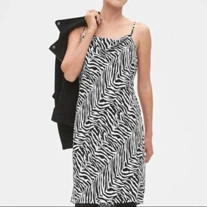 Banana Republic Black White Zebra Print Sleeveless Cocktail Dress Size 10 Medium